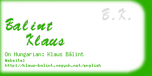 balint klaus business card